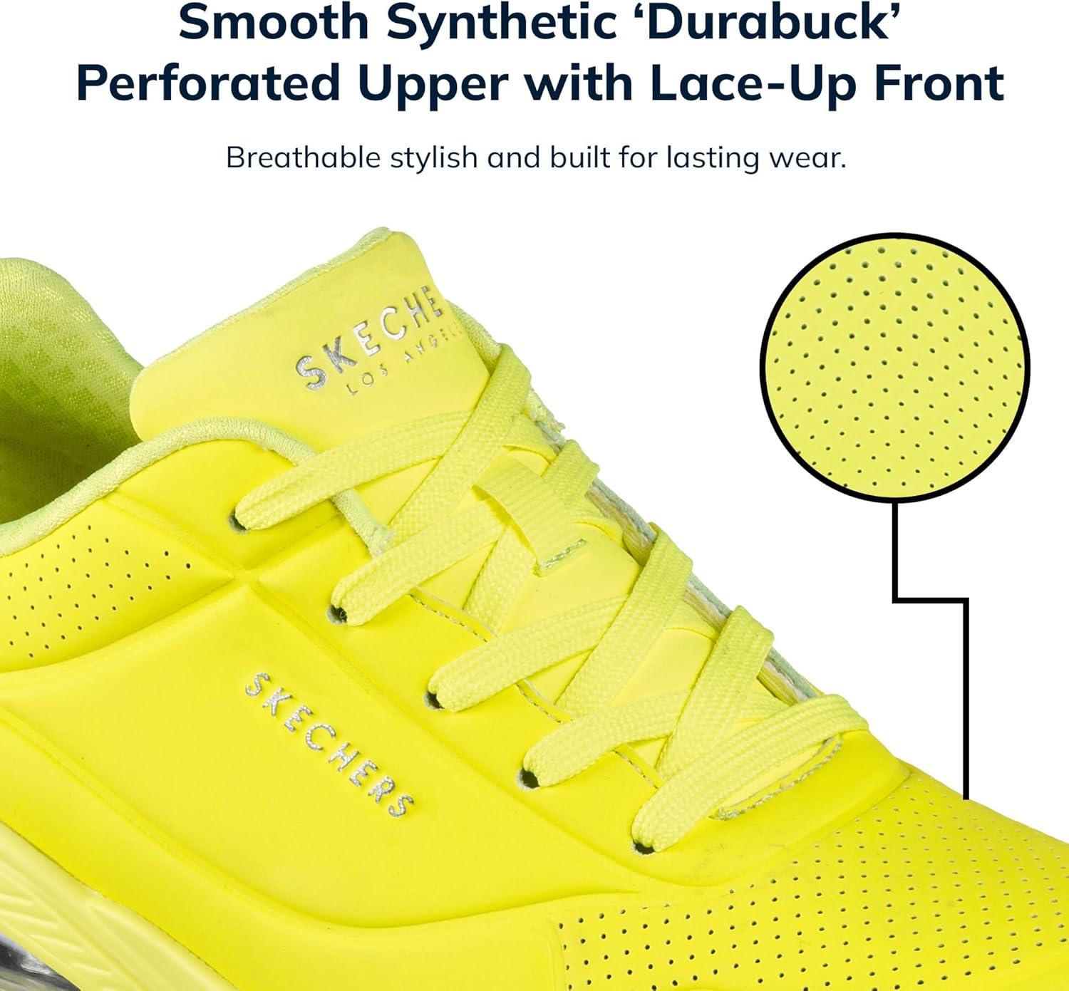 imageSkechers Womens UnoNight Shades Sneaker AirCooled Memory Foam SkechAir Midsole Durabuck UpperNeon Yellow