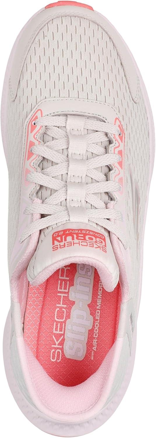 imageSkechers Womens Womens Hands Free Slipins Go Run Consistent 20 Endure SneakerNatural Textile Lt Pink Trim