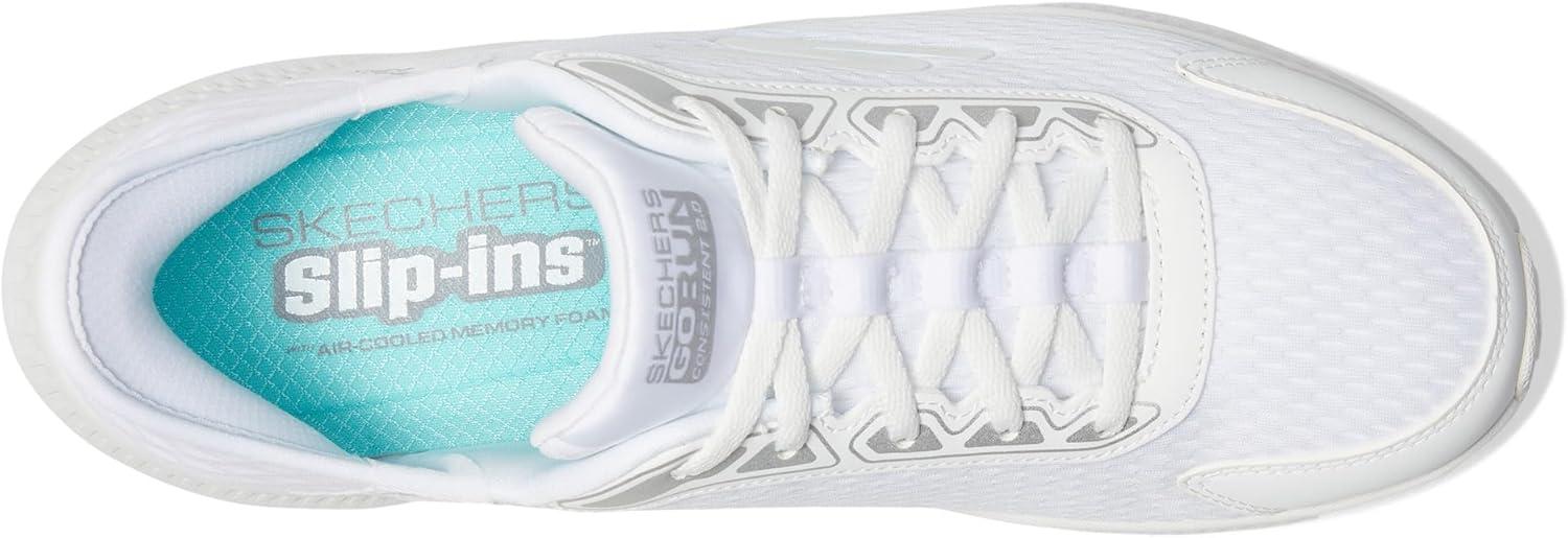 imageSkechers Womens Womens Hands Free Slipins Go Run Consistent 20 Endure SneakerWhiteSilver