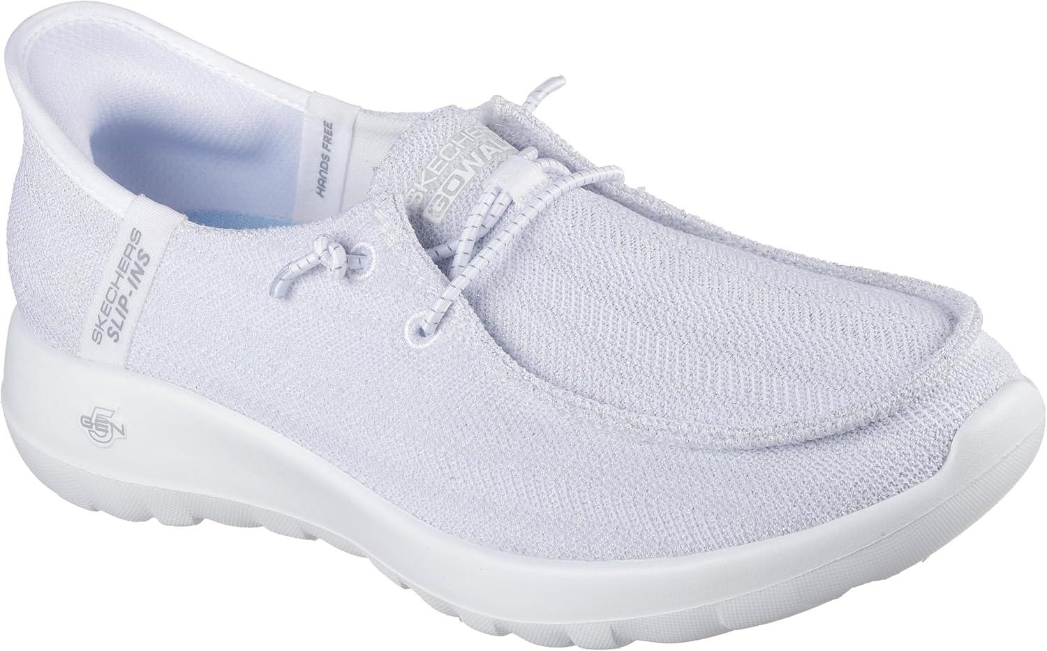imageSkechers Womens Womens Hands Free Slipins Go Walk Joy Moc Toe Casual ShoeWhiteSilver