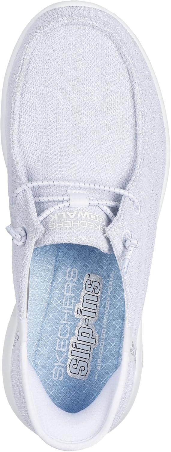imageSkechers Womens Womens Hands Free Slipins Go Walk Joy Moc Toe Casual ShoeWhiteSilver
