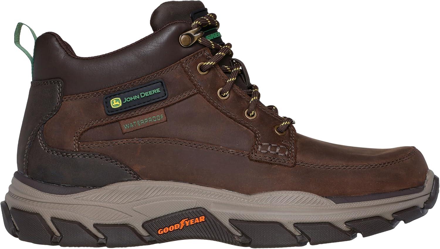 imageSkechers mens John Deere Respected Landin Waterproof Mid Top Leather Lace Up BootsDark Brown