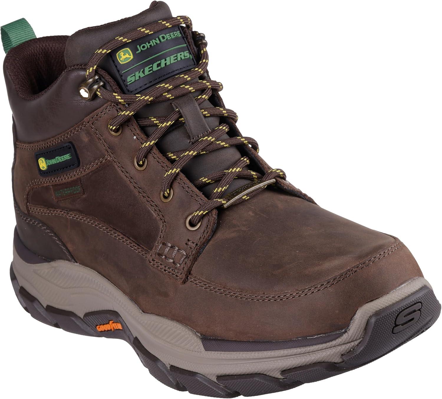imageSkechers mens John Deere Respected Landin Waterproof Mid Top Leather Lace Up BootsDark Brown