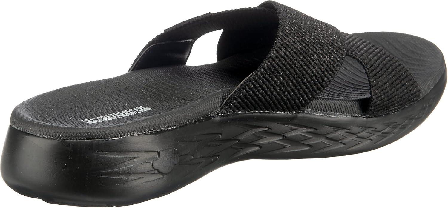 imageSkechers womens Onthego 600 Glistening Metallic Mesh Slide SandalsBlackBlack