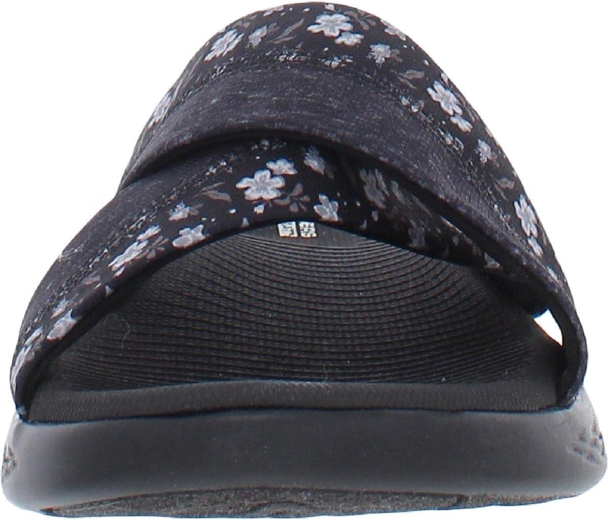 imageSkechers womens Onthego 600 Glistening Metallic Mesh Slide SandalsBlackGrey