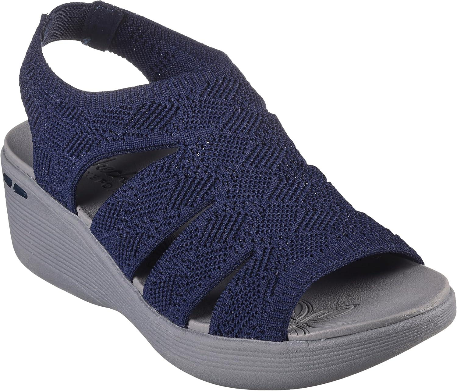 imageSkechers womens Pierlite Memory MakerWedge SandalNavy