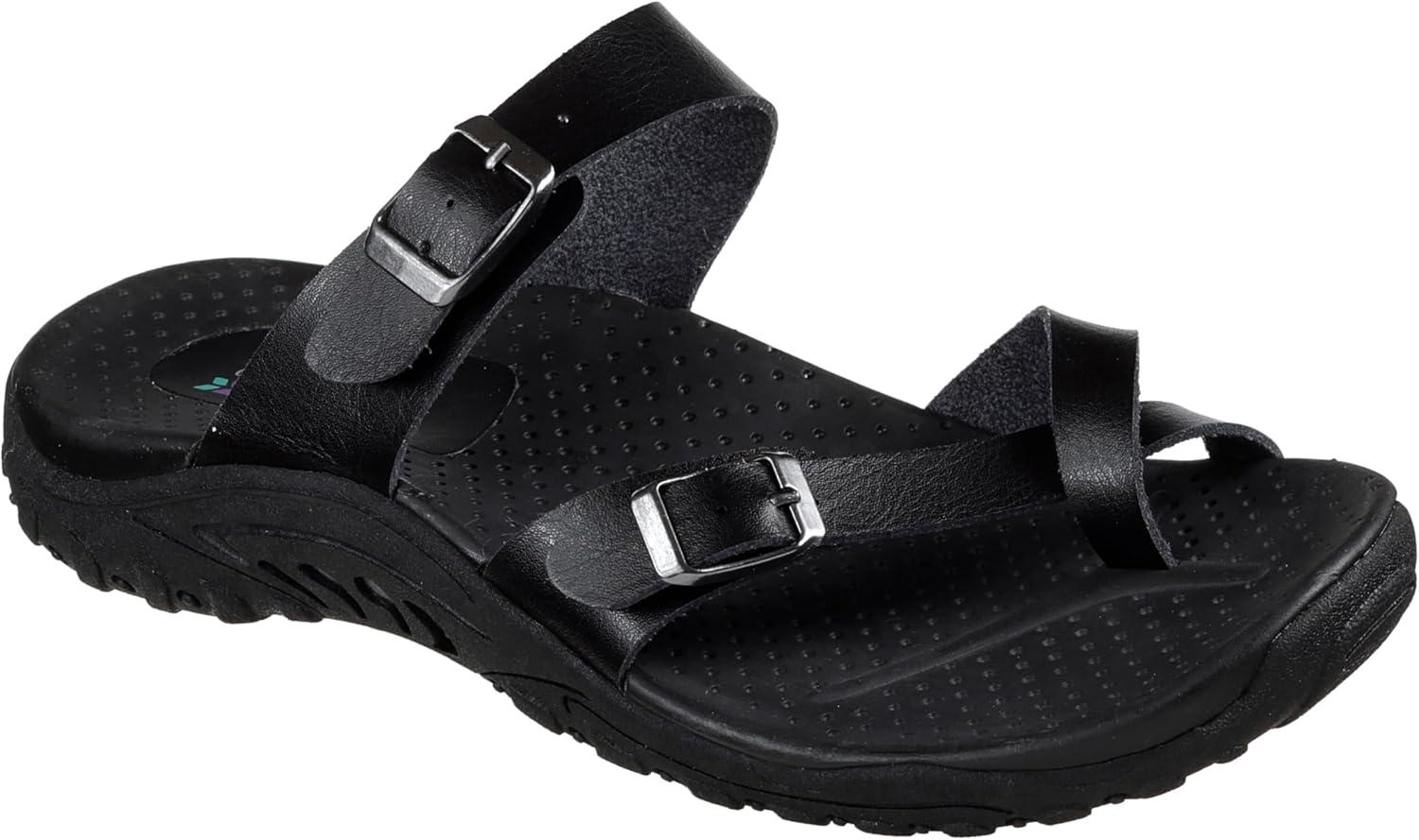 imageSkechers womens Reggaecarribean Double Buckle Toe Thong SlideBlack