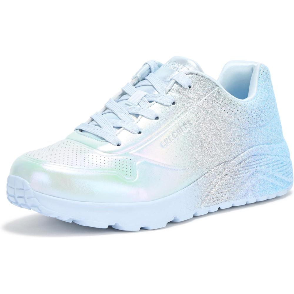 imageSkechers Girls Uno LiteMetallic ShimmersLight BlueSilver