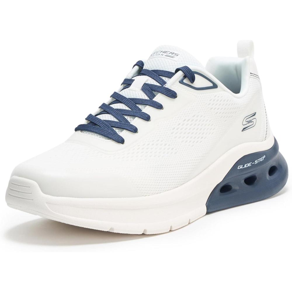 imageSkechers Mens Bobs Glide Step Arc Waves 20 Class RankWhiteNavy