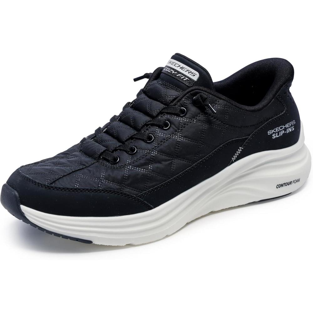 imageSkechers Mens Contour Foam Cozy Fit Hands Free SlipinBlackWhite