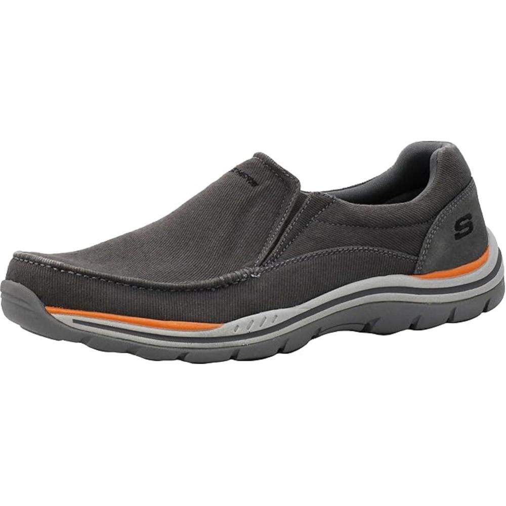 imageSkechers Mens Expected Avillo RelaxedFit SlipOn LoaferCharcoalOrange