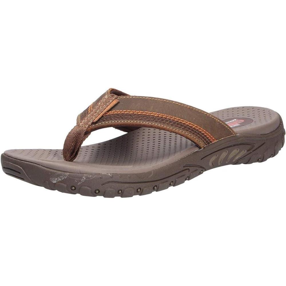 imageSkechers Mens Reggae Cobano Flip Flops Brown Leather 39