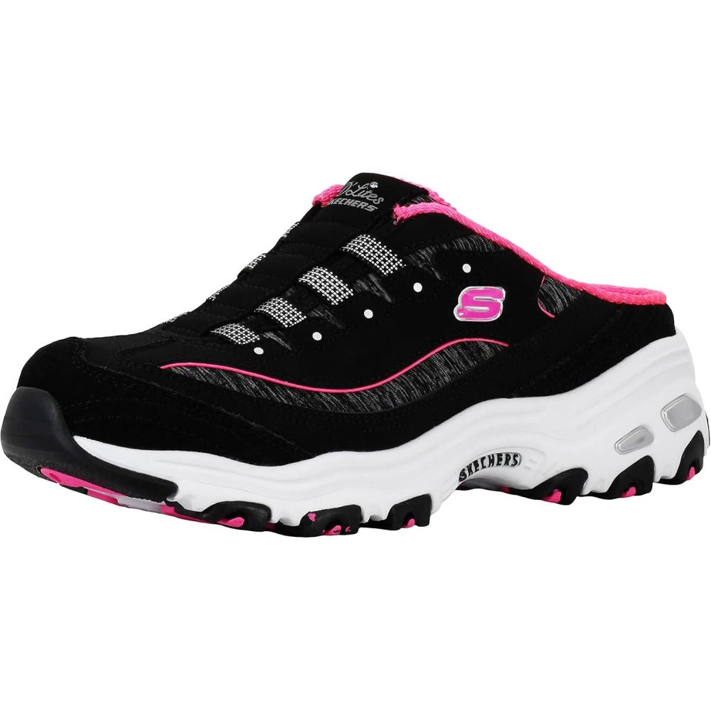 imageSkechers Sport Womens DLites SlipOn Mule SneakerBlackHot Pink