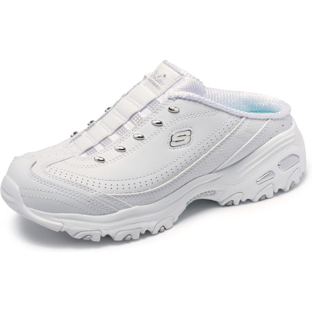 imageSkechers Sport Womens DLites SlipOn Mule SneakerWhiteSilver