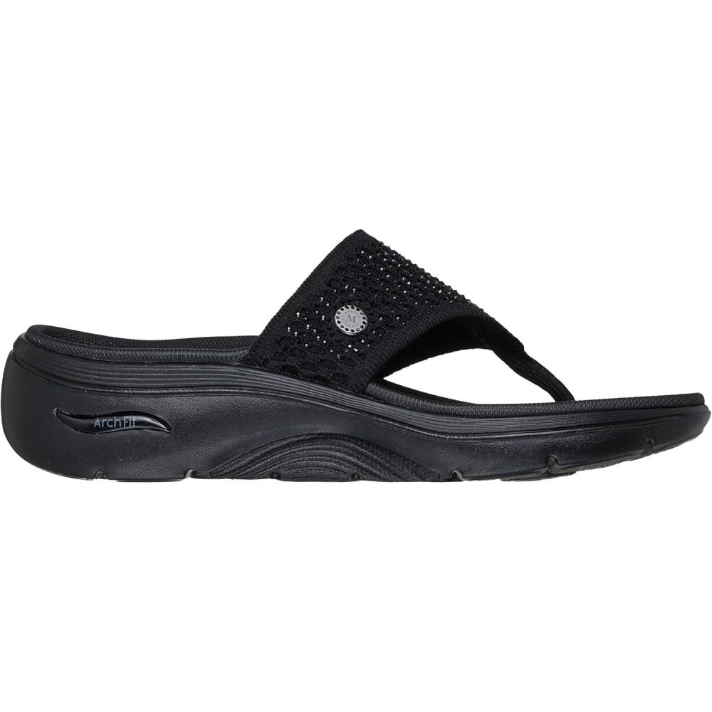 imageSkechers Womens 3pt Wedge FlipFlopBlackBlack