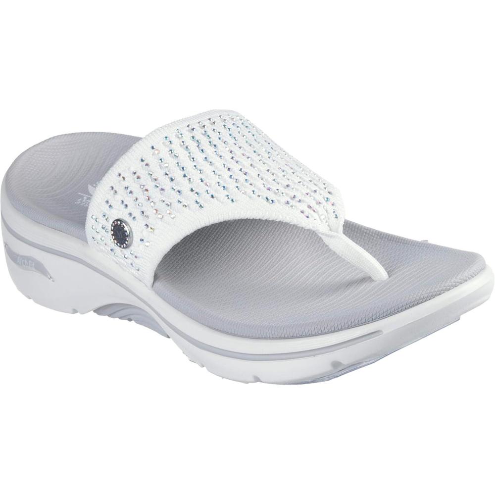 imageSkechers Womens 3pt Wedge FlipFlopWhiteSilver