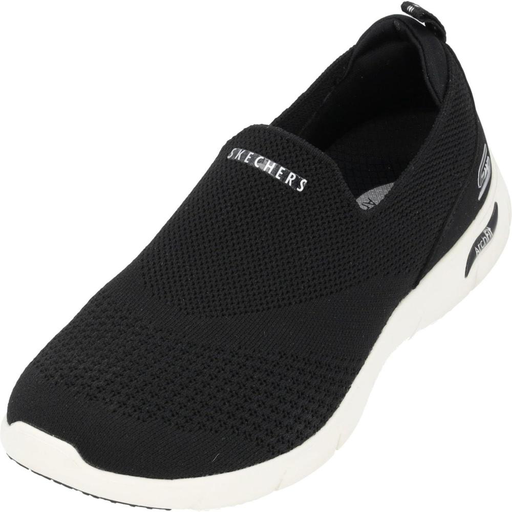 imageSkechers Womens Arch Fit Refine Dont Go SneakerBlack Knit W White Trim
