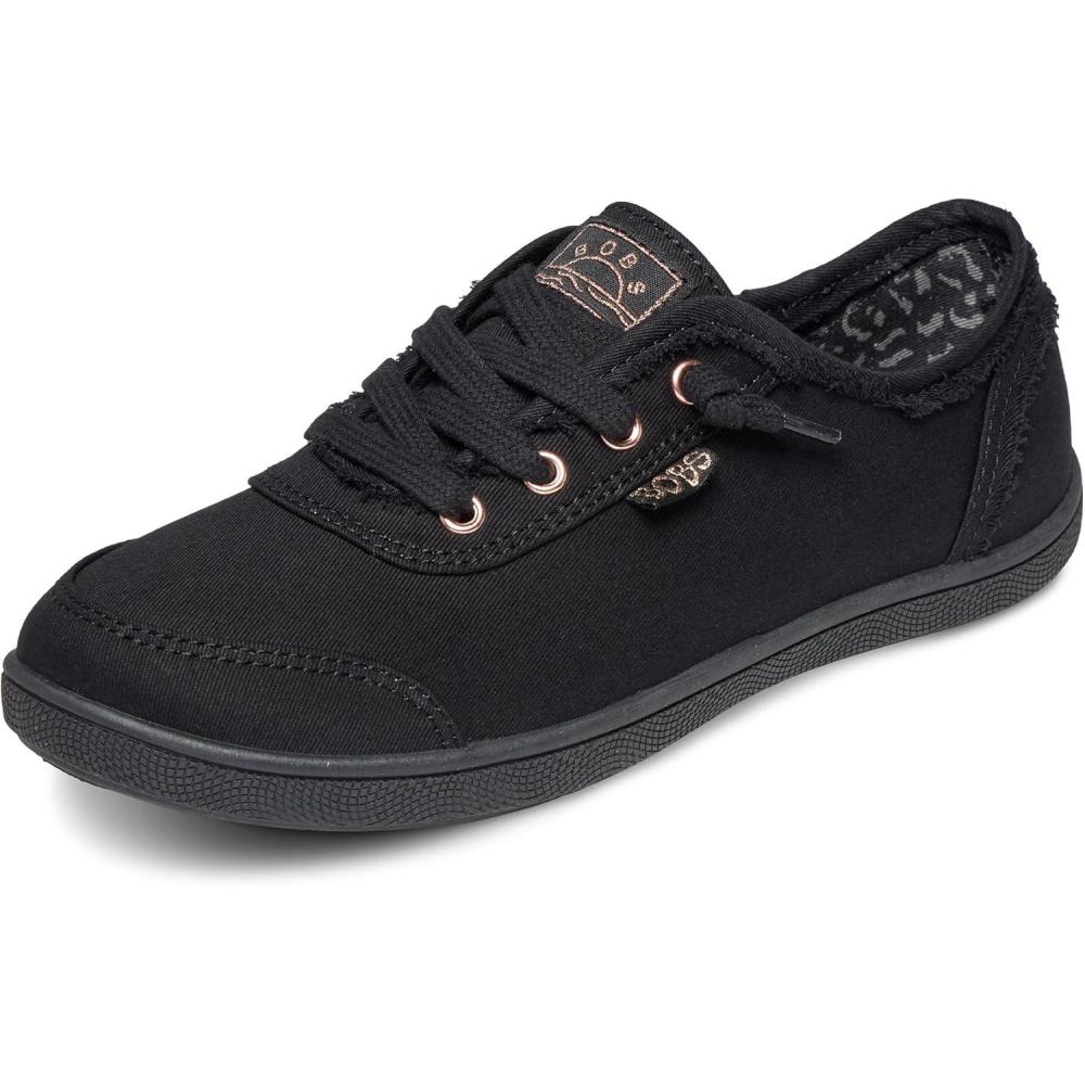imageSkechers Womens Bobs B Cute Sneaker Memory Foam Flexible Outsole Lightweight Vegan ShoesBlackBlack