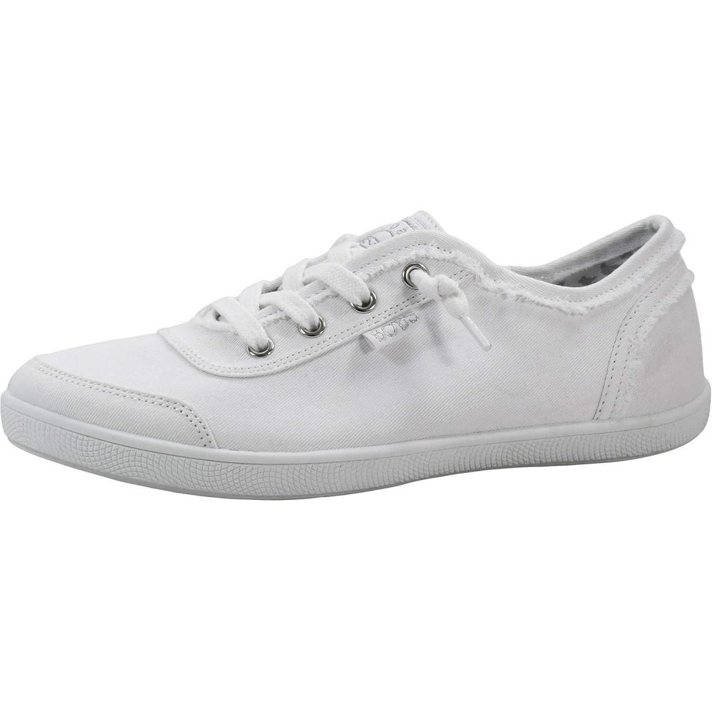 imageSkechers Womens Bobs B Cute Sneaker Memory Foam Flexible Outsole Lightweight Vegan ShoesWhiteSilver