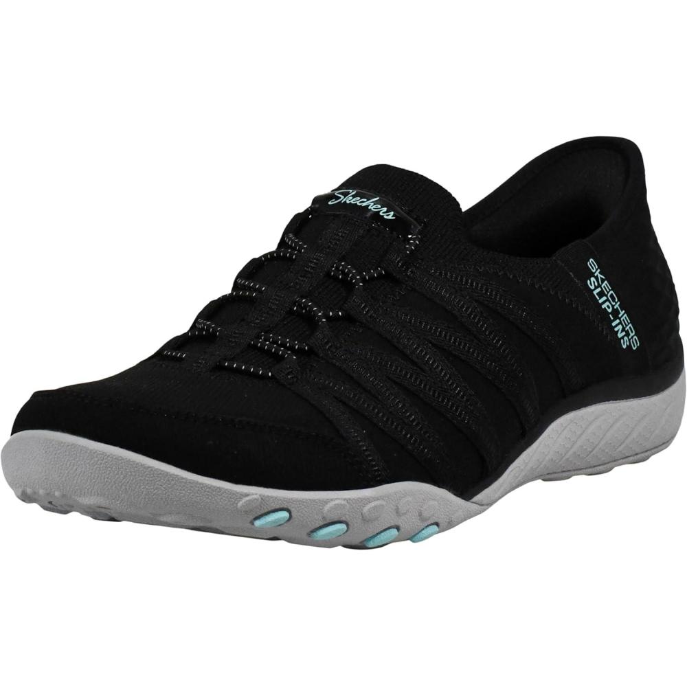 imageSkechers Womens Breathe Easy Roll With Me SneakersBlackAqua