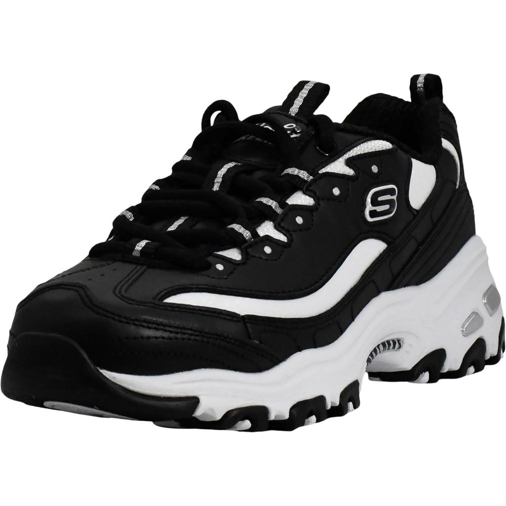 imageSkechers Womens DLites Fresh Start Memory Foam Laceup SneakerBlackWhite