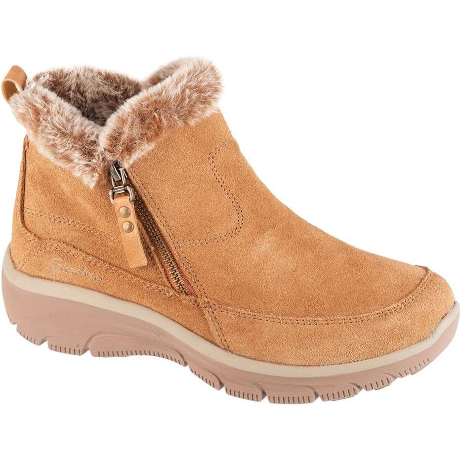 imageSkechers Womens Easy Going Cool Zip BootsTan Suede
