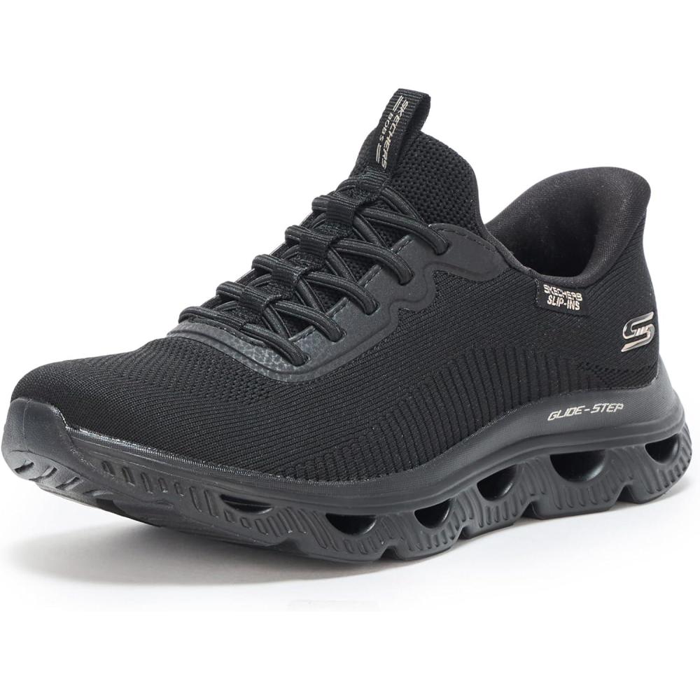 imageSkechers Womens Glide Step Arc Waves SlipinsBlackBlack