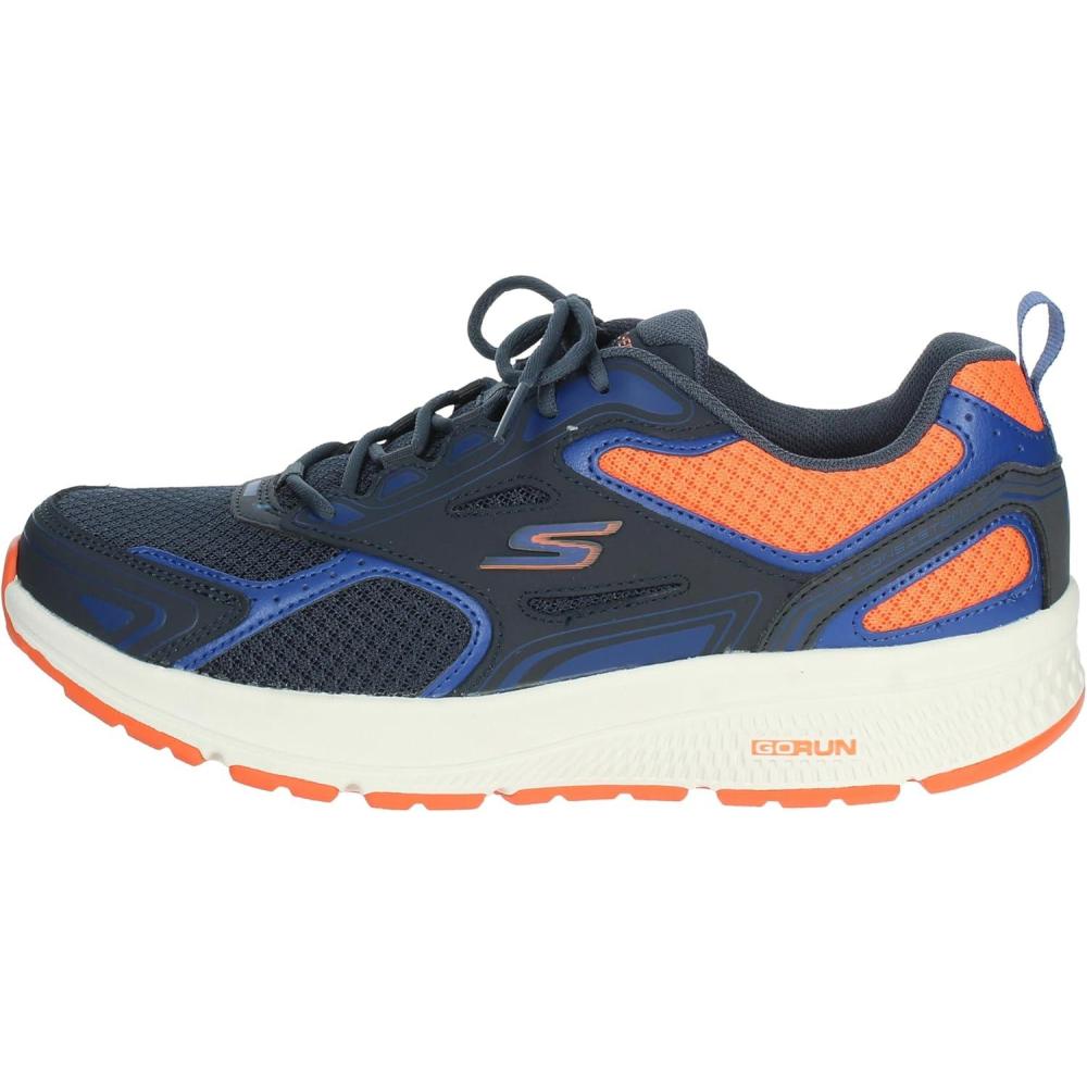 imageSkechers Womens Go Run Consistent SneakerNvy Leather Synthetic Orange Trim
