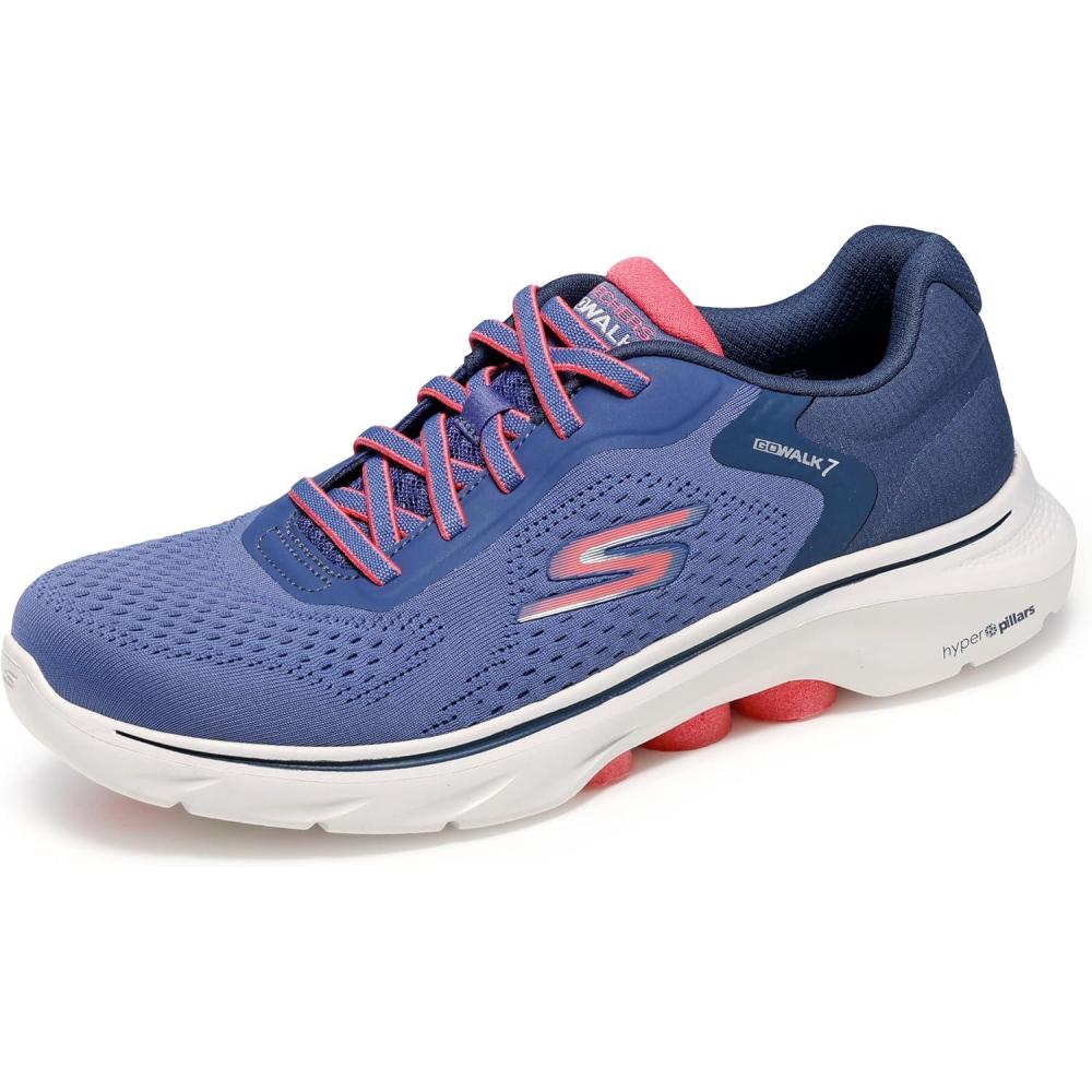 imageSkechers Womens Go Walk 7 Cosmic Waves Athletic Walking SneakerNavyCoral