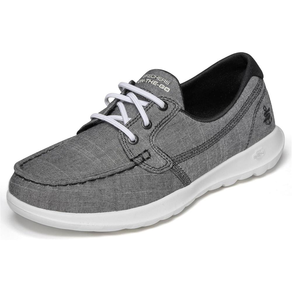 imageSkechers Womens Go Walk Lite15433 Boat ShoeBlackWhite