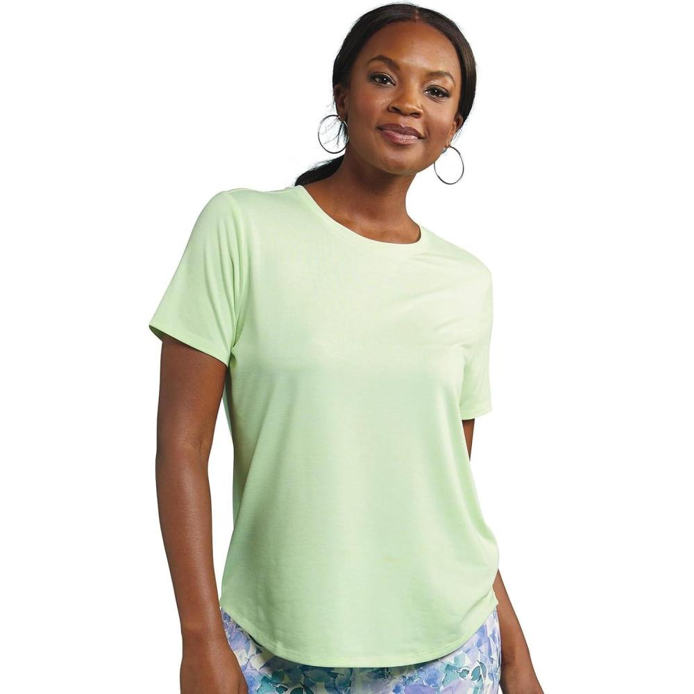 imageSkechers Womens Godri Swift Tunic TeeLettuce Green  Bright White Swift