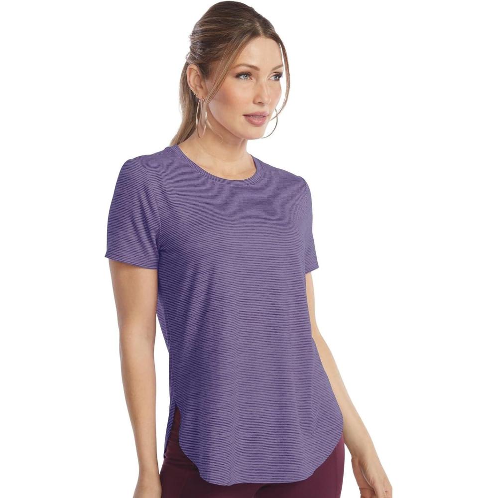 imageSkechers Womens Godri Swift Tunic TeeSimply VioletPastel Lilac Swift Stripe