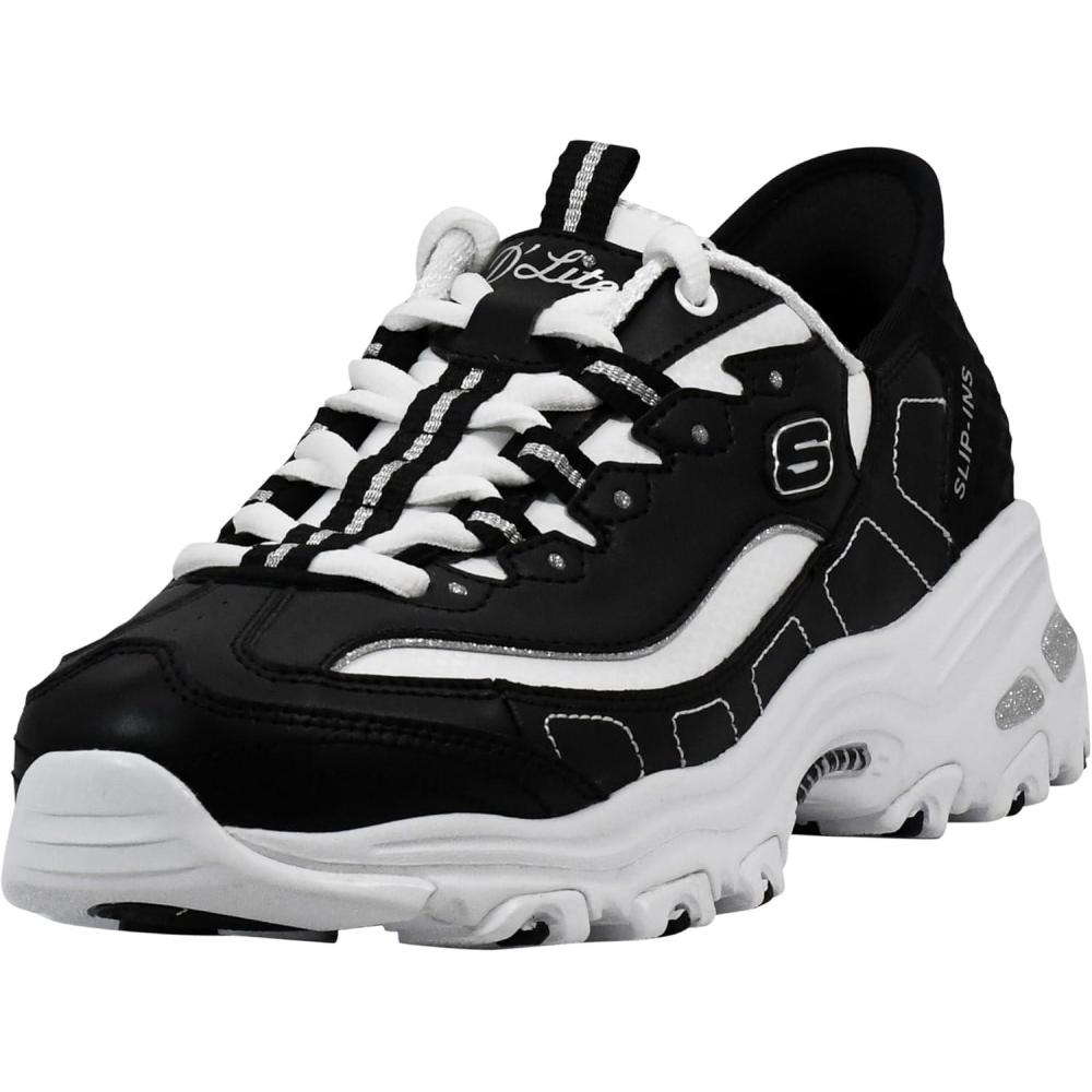 imageSkechers Womens Hands Free DLites New ClassicSneakerBlackWhiteSilver