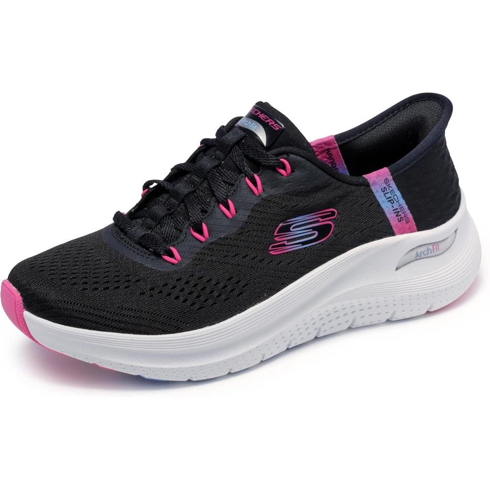 imageSkechers Womens Hands Free Slipins Arch Fit 20Easy ChicBkhpblackHot Pink
