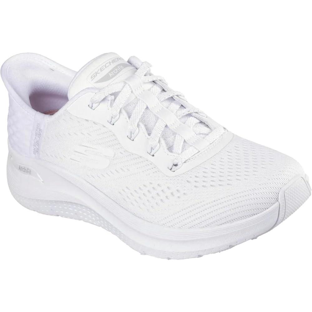 imageSkechers Womens Hands Free Slipins Arch Fit 20Easy ChicWhite Mesh Light Gray Trim