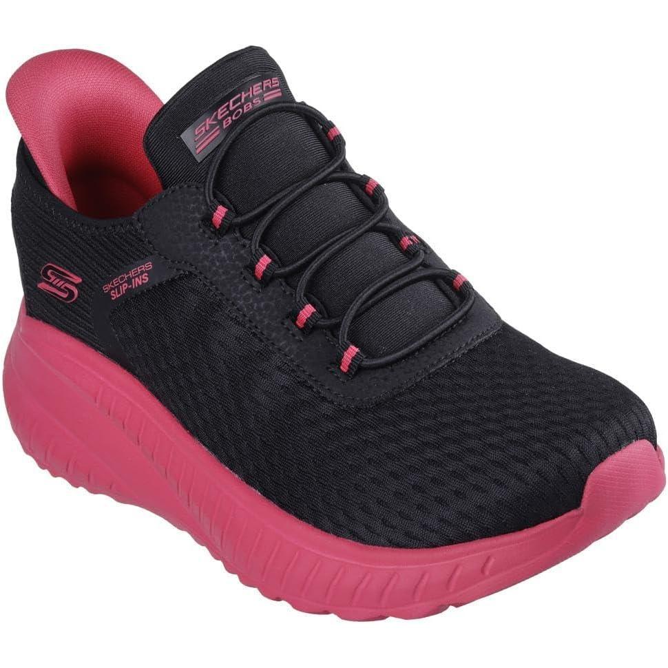 imageSkechers Womens Hands Free Slipins Bobs Squad Chaos SneakersBlackHot Pink