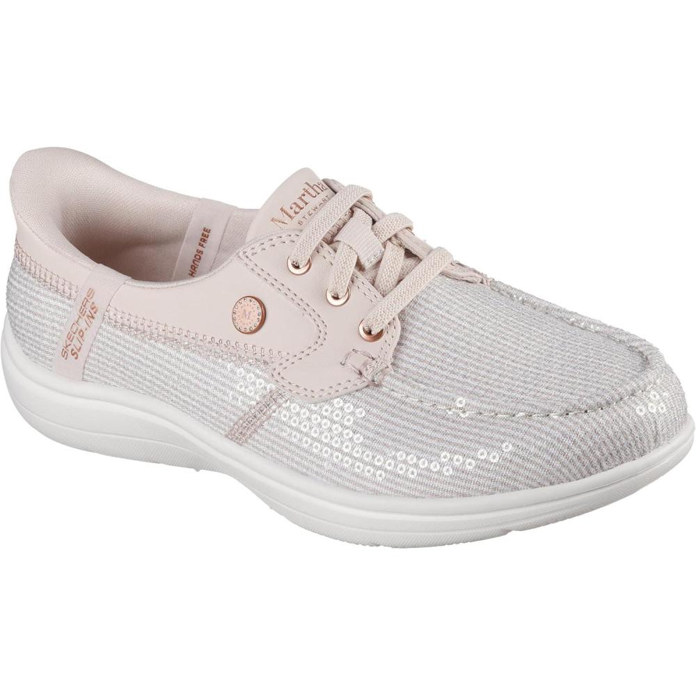 imageSkechers Womens Martha Stewart OnThego Flex Radiant Hands Free Slipins Sequin Boat ShoeNatural