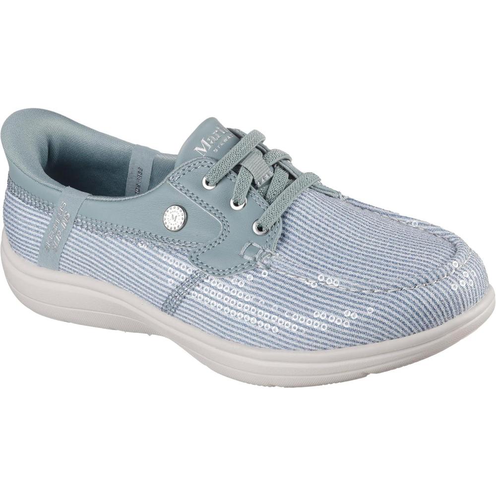 imageSkechers Womens Martha Stewart OnThego Flex Radiant Hands Free Slipins Sequin Boat ShoeSage