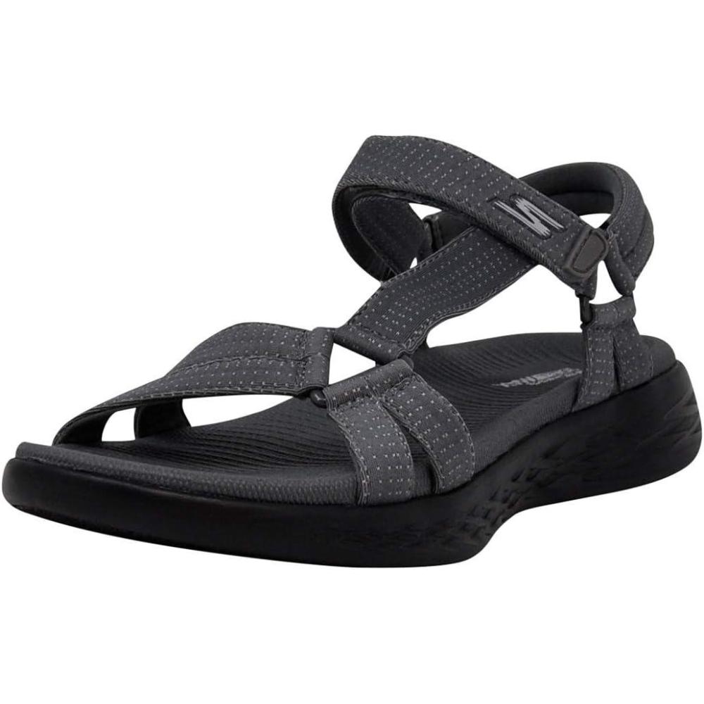 imageSkechers Womens OnThego 600Brilliancy Sport SandalCharcoal BlackBlack
