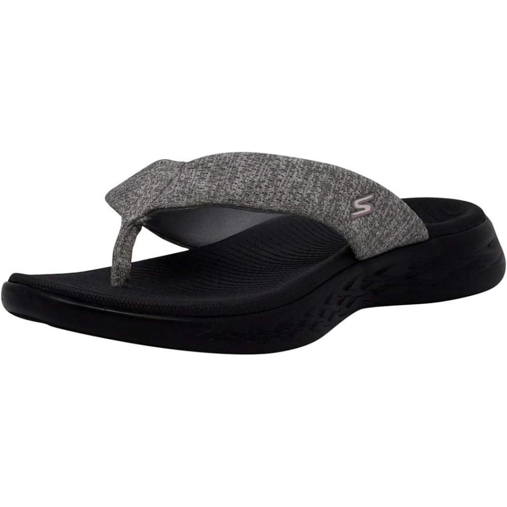 imageSkechers Womens OnThego 600Preferred FlipFlopBlackGrey