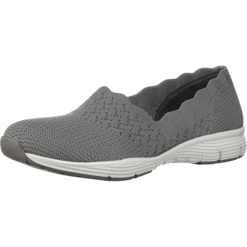 imageSkechers Womens Seager Stat Scalloped Collar Engineered SkechKnit Slipon Classic FitGrey