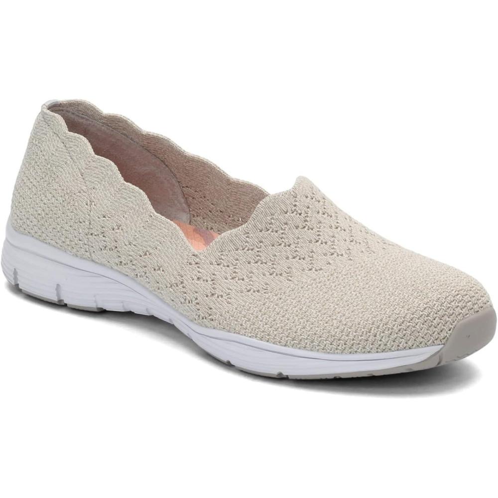imageSkechers Womens Seager Stat Scalloped Collar Engineered SkechKnit Slipon Classic FitWhite