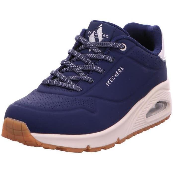 imageSkechers Womens UnoNight Shades Sneaker AirCooled Memory Foam SkechAir Midsole Durabuck UpperNavy Silver Shimmer
