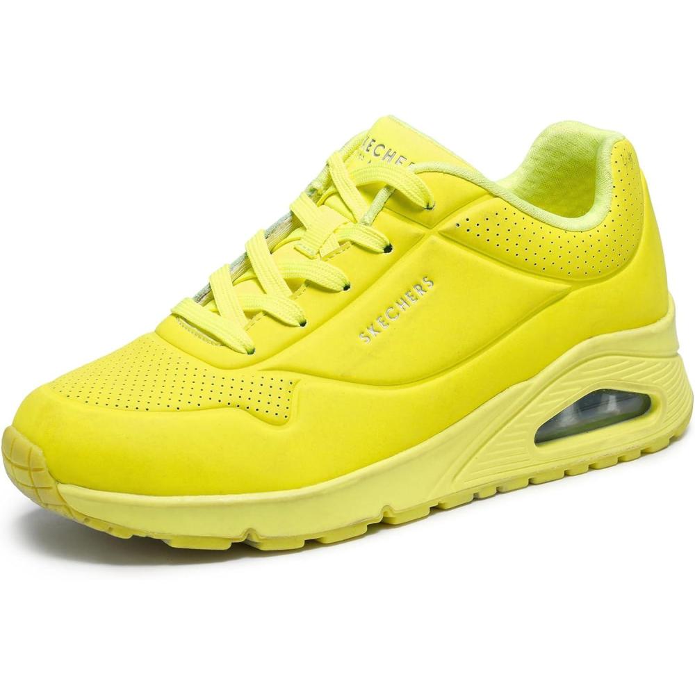 imageSkechers Womens UnoNight Shades Sneaker AirCooled Memory Foam SkechAir Midsole Durabuck UpperNeon Yellow
