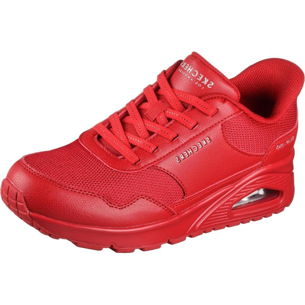 imageSkechers Womens UnoNight Shades Sneaker AirCooled Memory Foam SkechAir Midsole Durabuck UpperRed Banksia