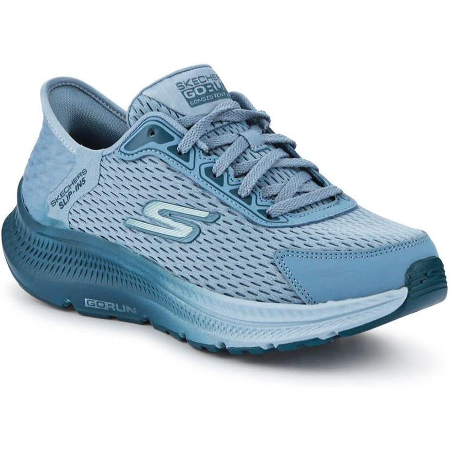 imageSkechers Womens Womens Hands Free Slipins Go Run Consistent 20 Endure SneakerSlate Textile Blue Trim