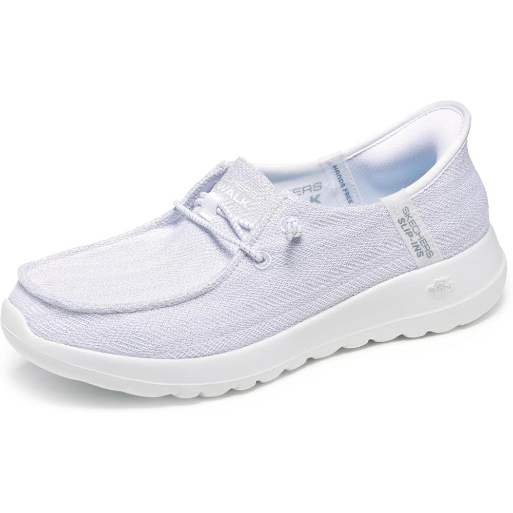 imageSkechers Womens Womens Hands Free Slipins Go Walk Joy Moc Toe Casual ShoeWhiteSilver