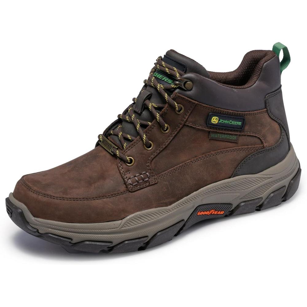 imageSkechers mens John Deere Respected Landin Waterproof Mid Top Leather Lace Up BootsCocoa