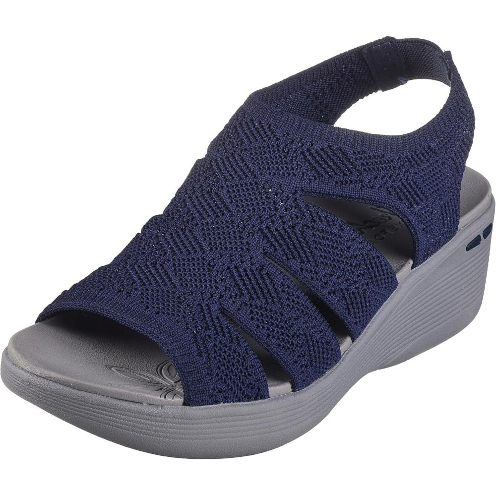 imageSkechers womens Pierlite Memory MakerWedge SandalNavy