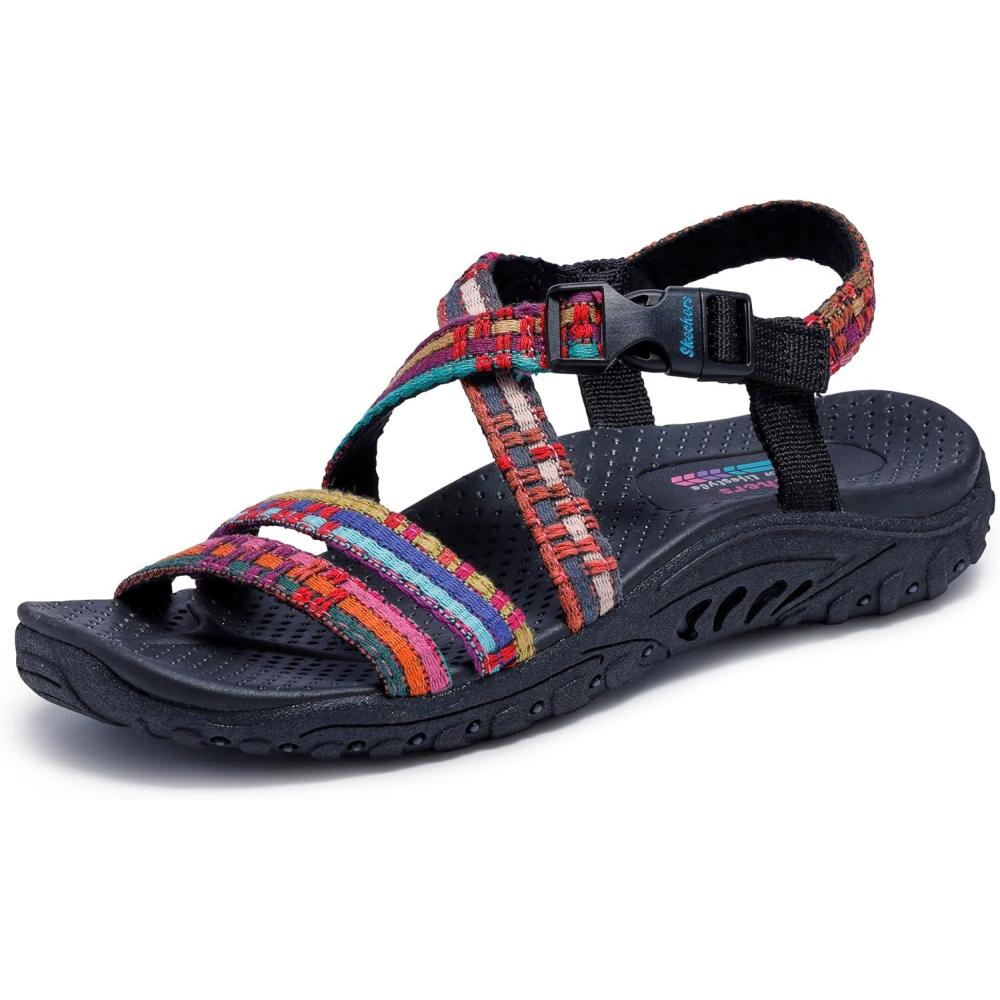 imageSkechers womens Reggae Sew Me Boho Woven Strappy SlingbackBlack Multi